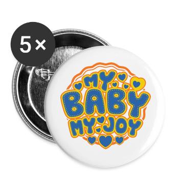 My Baby My Joy - Lot de 5 petits badges (25 mm) - blanc - Devant