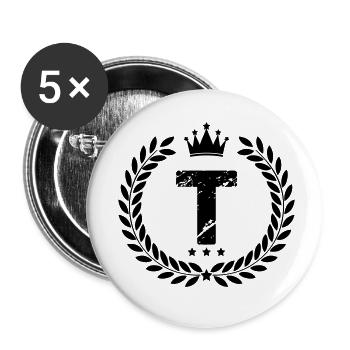 Armoiries T - Lot de 5 petits badges (25 mm) - blanc - Devant