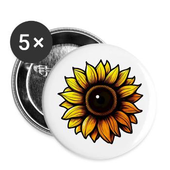 Sunflower - Buttons small 1''/25 mm (5-pack) - white - Front