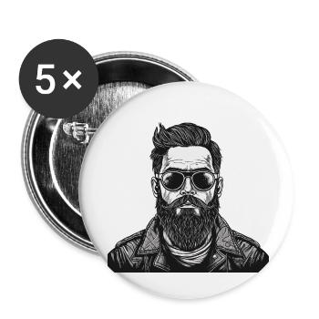 Vintage biker - Buttons small 1''/25 mm (5-pack) - white - Front