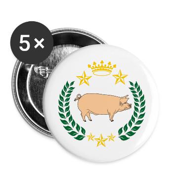 Pig stained in laurel wreath - Buttons small 1''/25 mm (5-pack) - white - Front