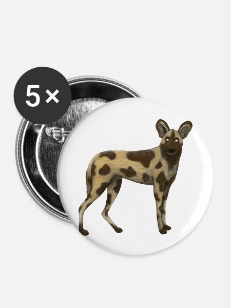 Wildhund - Buttons klein 25 mm (5er Pack) - Weiß