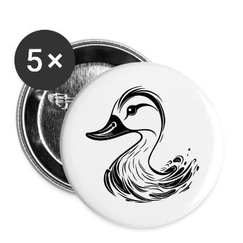 Cute Tattoo Style Duck - Buttons small 1''/25 mm (5-pack) - white - Front