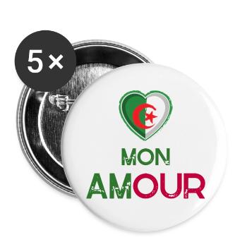 Logo Algérie Mon Amour - Lot de 5 petits badges (25 mm) - blanc - Devant
