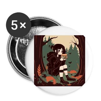 Fille gothique dans les bois - Lot de 5 petits badges (25 mm) - blanc - Devant