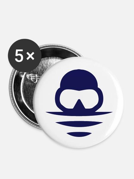 sea diver logo - Buttons klein 25 mm (5er Pack) - Weiß