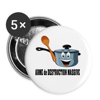 Casseroles interdites en manif - Lot de 5 petits badges (25 mm) - blanc - Devant