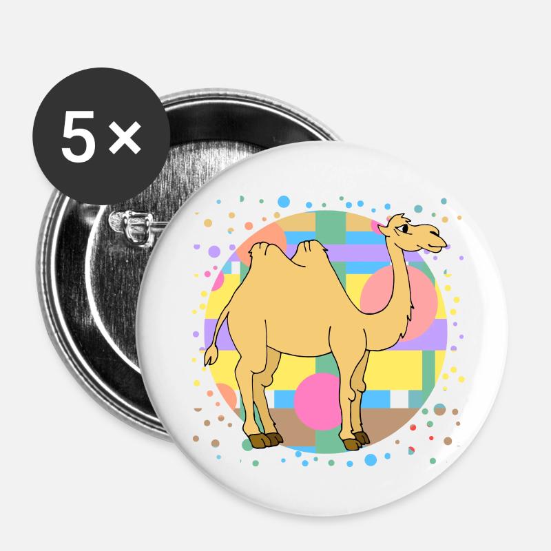 Chameau - Lot de 5 petits badges (25 mm) - blanc