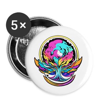 Arbre de vie - Lot de 5 petits badges (25 mm) - blanc - Devant