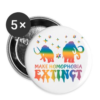 Make Homophobia Extinct - Buttons small 1''/25 mm (5-pack) - white - Front