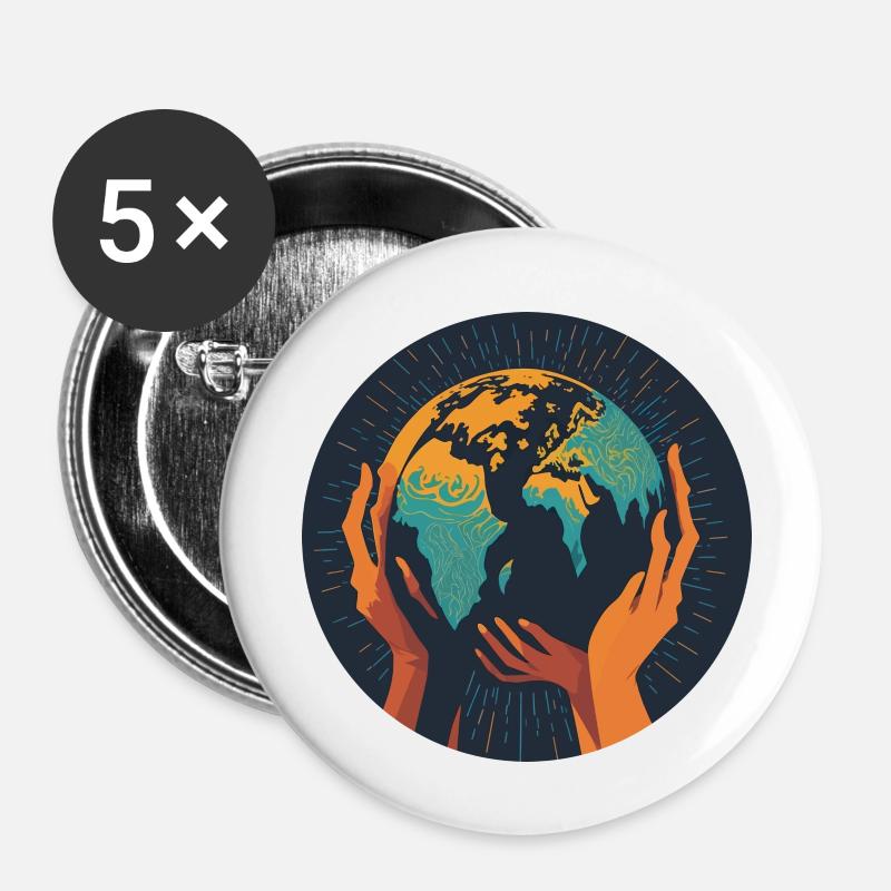 Planet Keeper - Buttons klein 25 mm (5er Pack) - Weiß