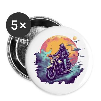 Rocker Biker Chopper - Buttons klein 25 mm (5er Pack) - Weiß - Vorne