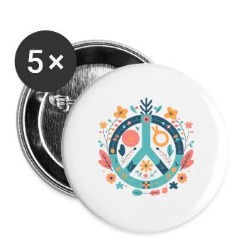 Peace and love - Buttons small 1''/25 mm (5-pack) - white - Front