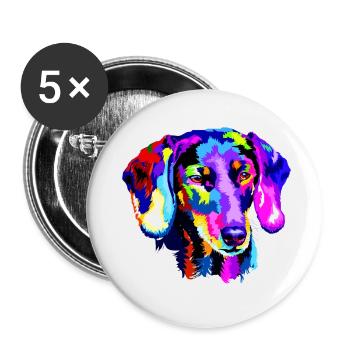 Stilisierter Dackel - Buttons klein 25 mm (5er Pack) - Weiß - Vorne