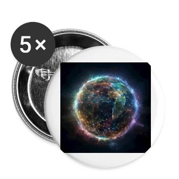 Erde umwoben von einem Netzwerk - Buttons klein 25 mm (5er Pack) - Weiß - Vorne