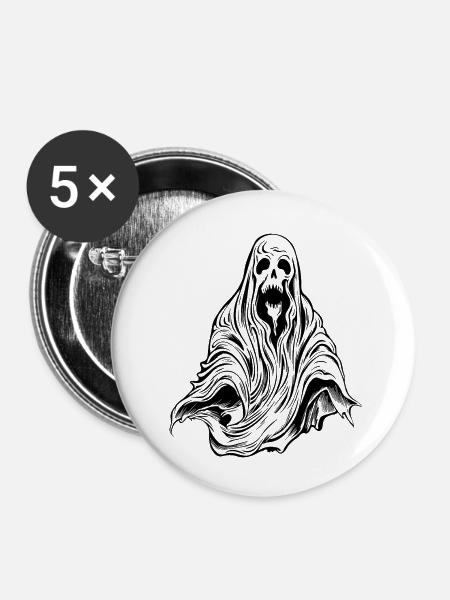 Geist Geister Geisterstunde Halloween - Buttons klein 25 mm (5er Pack) - Weiß