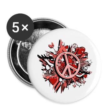 liebe frieden frieden sommer honig liebe hippie cool - Buttons klein 25 mm (5er Pack) - Weiß - Vorne
