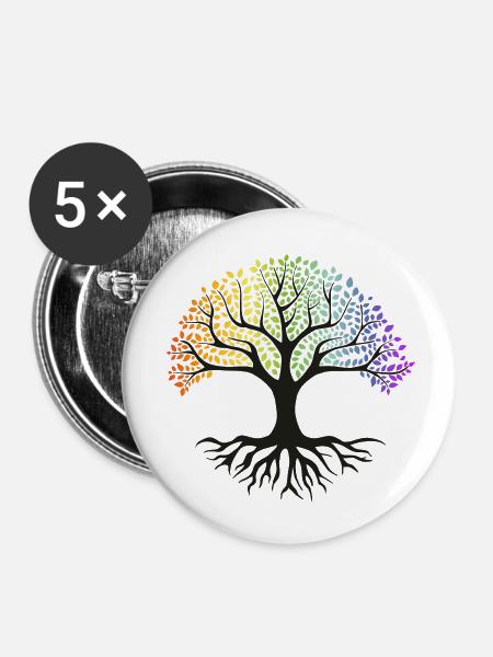 lebensbaum rainbow - Buttons klein 25 mm (5er Pack) - Weiß
