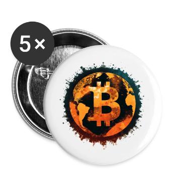 Impact mondial du bitcoin - Lot de 5 petits badges (25 mm) - blanc - Devant