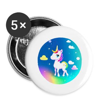 Licorne Fille Mythique Animal Licornes Licorne - Lot de 5 petits badges (25 mm) - blanc - Devant