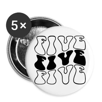 Five 5th Birthday Kids Boys Girls 5 Years Old - Buttons small 1''/25 mm (5-pack) - white - Front