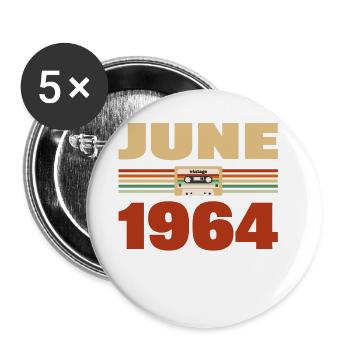 59th Birthday June Year 1964 Gift Idea - Buttons small 1''/25 mm (5-pack) - white - Front