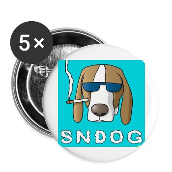 Smoking Dog - Buttons klein 25 mm (5er Pack) - Weiß - Vorne