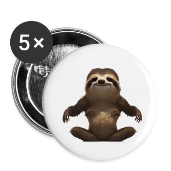 Yoga Asana Yoga Sport Sloth Yogi Yoga Trainer - Lot de 5 petits badges (25 mm) - blanc - Devant