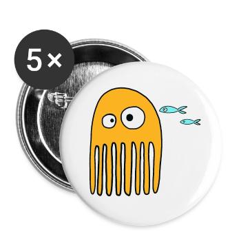 Drôle de pieuvre - Lot de 5 petits badges (25 mm) - blanc - Devant
