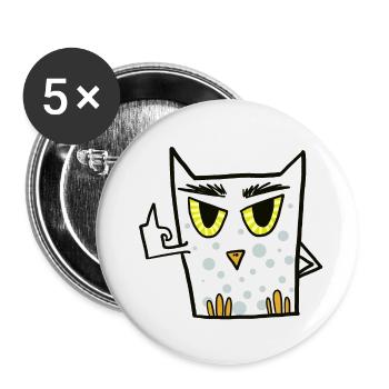 Fuck you owl shows middle finger - Buttons small 1''/25 mm (5-pack) - white - Front