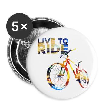 Live to Ride - Buttons small 1''/25 mm (5-pack) - white - Front