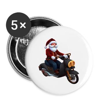 Weihnachten Motorrad Motorcross Weihnachtsbaum - Buttons klein 25 mm (5er Pack) - Weiß - Vorne