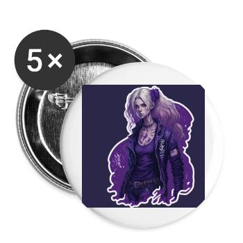 Beautiful Manga Girl - Buttons klein 25 mm (5er Pack) - Weiß - Vorne