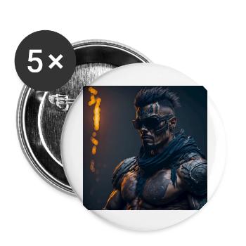 Future Cyberpunkt Warrior - Buttons klein 25 mm (5er Pack) - Weiß - Vorne