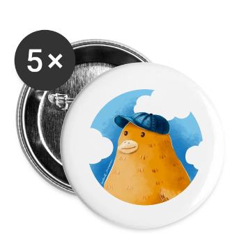 Canard au chapeau - Lot de 5 petits badges (25 mm) - blanc - Devant