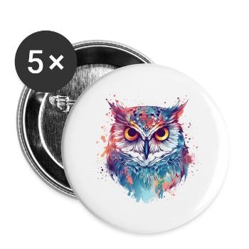 Eagle owl evil eye colorful - Buttons small 1''/25 mm (5-pack) - white - Front
