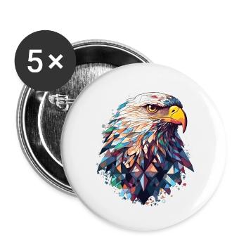Adler polygon bunt - Buttons klein 25 mm (5er Pack) - Weiß - Vorne
