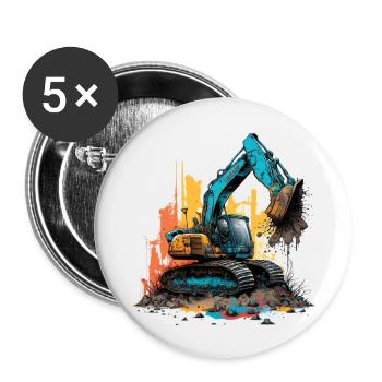 Bagger Graffiti - Buttons klein 25 mm (5er Pack) - Weiß - Vorne