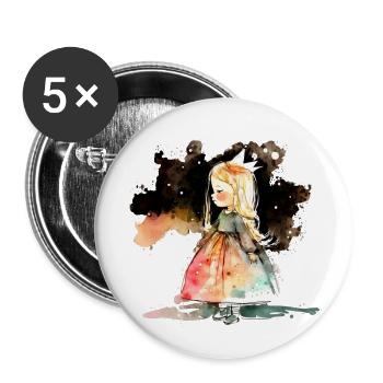 Princess Watercolors Gorgeous - Buttons small 1''/25 mm (5-pack) - white - Front