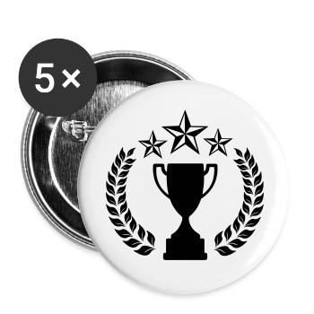 Couronne de laurier avec plus de trois étoiles - Lot de 5 petits badges (25 mm) - blanc - Devant