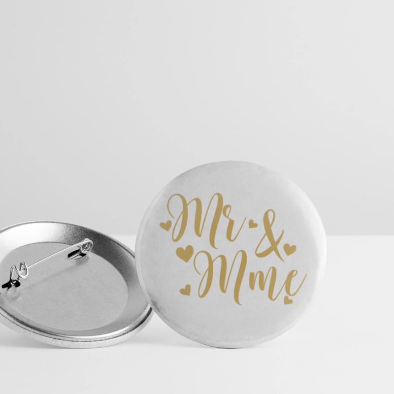 Mr And Mme script doré Lot de 5 petits badges (25 mm)