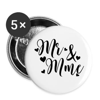 Herr und Frau mit Nachname personalisieren - Buttons klein 25 mm (5er Pack) - Weiß - Vorne
