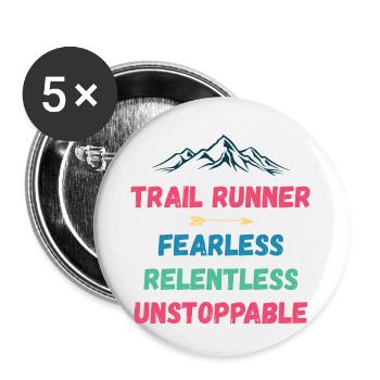 Trail Runner - Intrépide. Implacable. Imparable. - Lot de 5 petits badges (25 mm) - blanc - Devant
