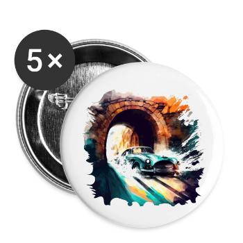 60er Classic Car Geschenk - Buttons klein 25 mm (5er Pack) - Weiß - Vorne