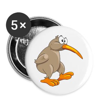 Oiseau kiwi drôle pensif - Lot de 5 petits badges (25 mm) - blanc - Devant