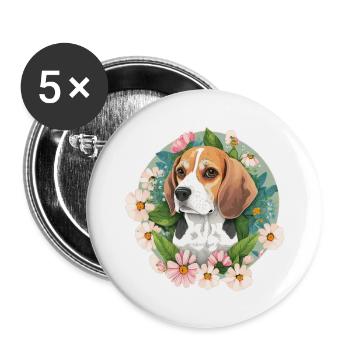 Propriétaires de chiens Beagle - Lot de 5 petits badges (25 mm) - blanc - Devant