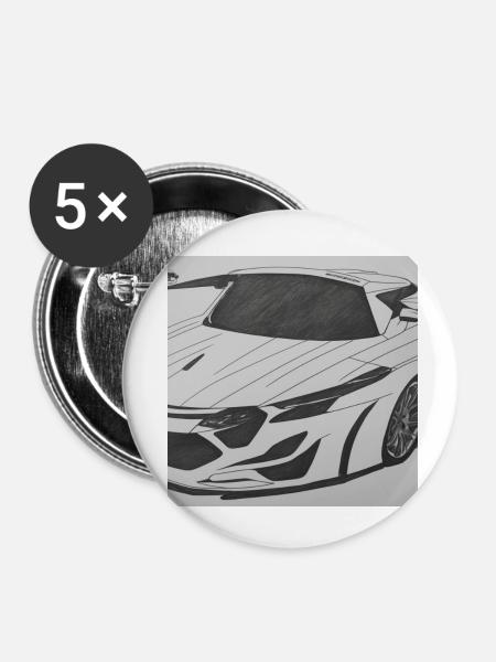 Car - Buttons klein 25 mm (5er Pack) - Weiß