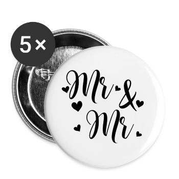 Mr And Mr - Lot de 5 petits badges (25 mm) - blanc - Devant