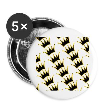 Design mit vielen Kronen - Buttons klein 25 mm (5er Pack) - Weiß - Vorne
