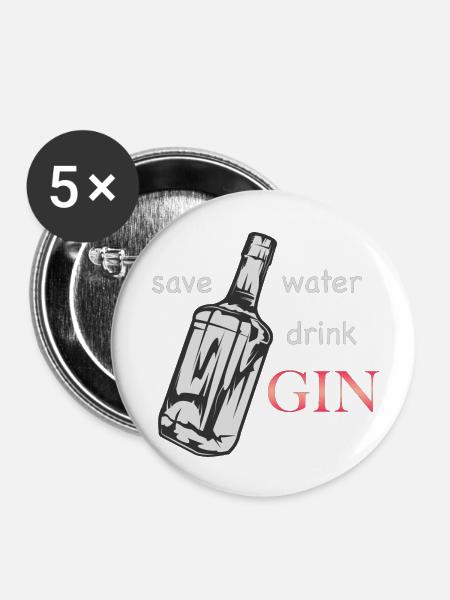 Save water - Buttons klein 25 mm (5er Pack) - Weiß